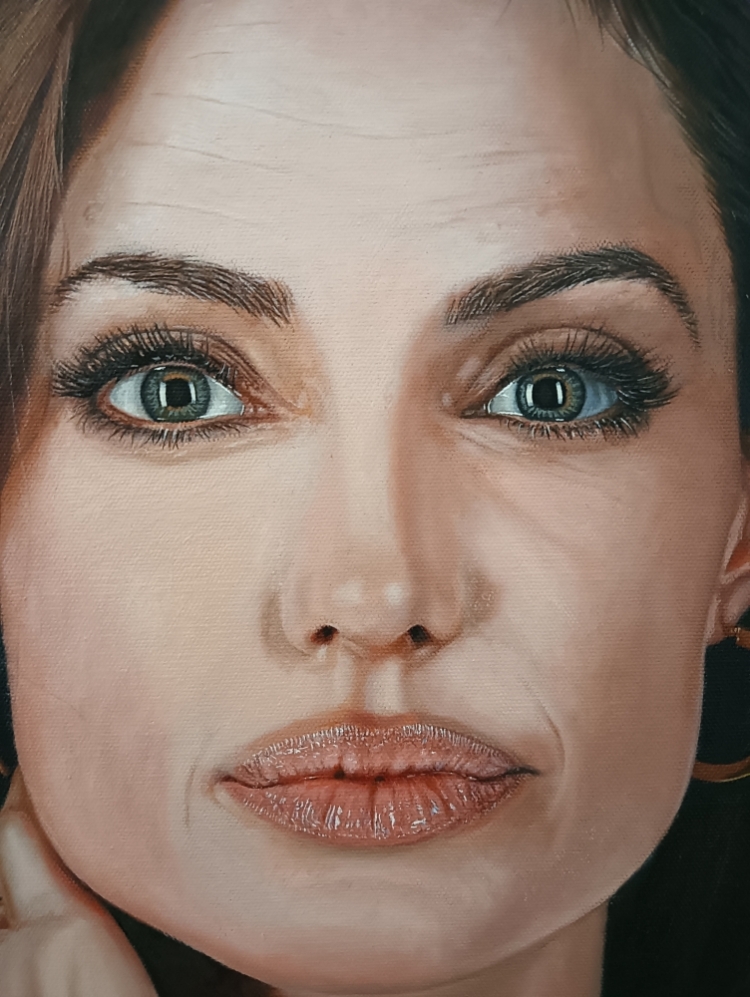 Óleo/lienzo 80 x 80 cm Angelina Jolie retrato